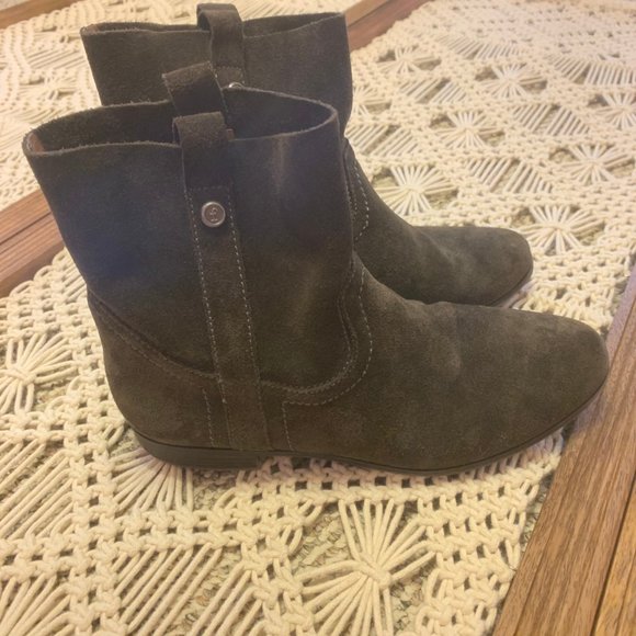 Frye & Co. Suede Green Sarah Ankle Booties Size 9 - Picture 3 of 7